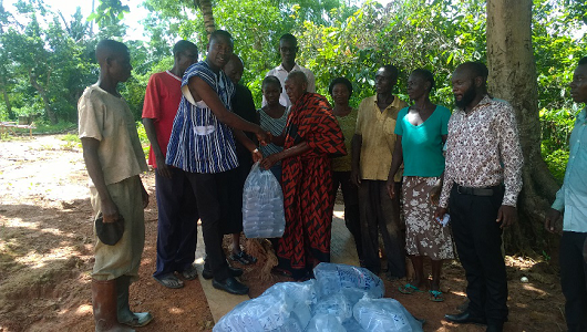 Destroyed river in the country Ghana due to illegal mining .